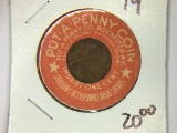 ENCASED PENNY/ ADVERTISING PIECE.  THE WHEAT CENT IS DATED 1920 and is an a
