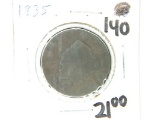 1835 CORONET HEAD LARGE CENT