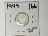 BRILLIANT UNCIRCULATED 1944 MERCURY DIME WITH FULL SPLIT BANDS