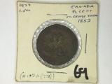 1852 CANADIAN BANK TOKEN HALF PENNY OFTEN REFERRED TO AS THE DRAGON SLAYER