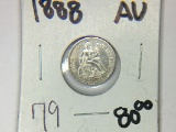 1888 SEATED LIBERTY DIME WITH FULL LIBERTY AND ALMOST UNCIRCULATED DETAILS