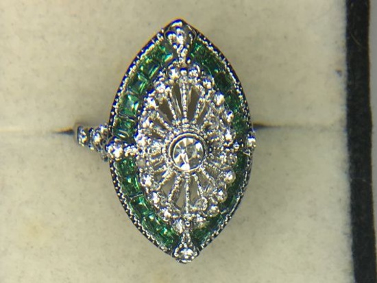 .925 Ladies 1 1/2 Carat Sapphire Gemstone Filigree Ring