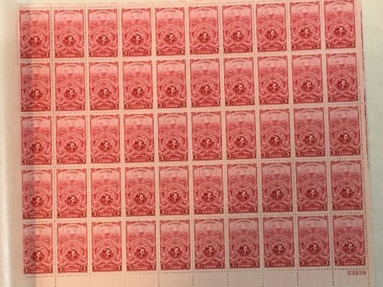3 Cent 100th Anniversary "a Century Of Health" Uncut Sheet