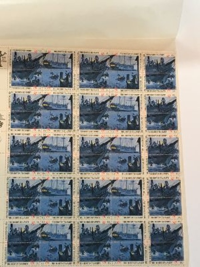 8 Cent Boston Tea Party Uncut Sheet