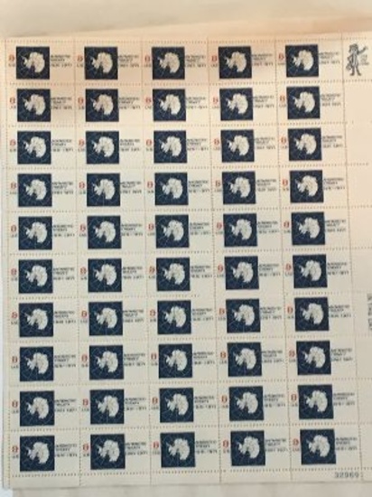 8 Cent Antartic Treaty 1961-1971 Uncut Sheet
