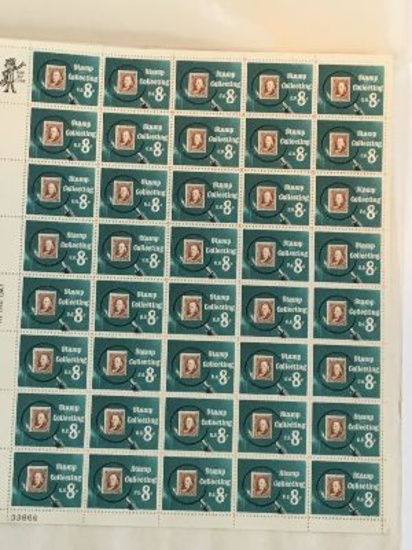 8 Cent Stamp Collecting Uncut Sheet