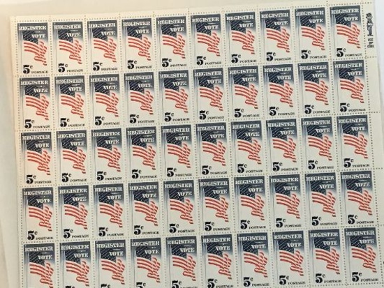 5 Cent Register To Vote Uncut Sheet