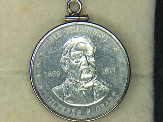 .925 Ulysses S. Grant Token In Sterling Silver Bezel