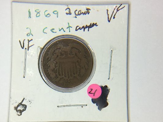 1869 2 Cent Copper