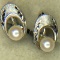 .925 Pearl Art Deco earrings signed Marvel