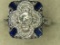.925 sterling silver ladies half carat sapphire gemstone ring