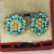 Ladies 1940s pearl – gemstone earrings