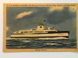 1930 S.S. Pocahontas, Cape Charles, Little Creek Postcard