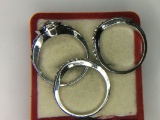 .925 sterling silver 1 1/2 carat ladies bridal engagement ring set