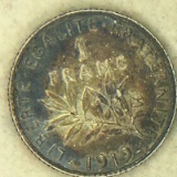 1919 France 1 Franc silver