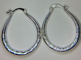 .925 sterling silver ladies large diamond cut hoop earrings