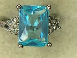 .925 sterling silver for carrot ladies blue Topaz ring