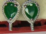 .925 sterling silver ladies 3 carat emerald earrings