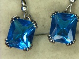 .925 sterling silver 8 carat ladies blue Topaz earrings