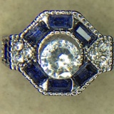 .925 sterling silver ladies 2 carat sapphire gemstone ring