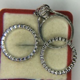.925 sterling silver ladies 4 carat engagement trio set