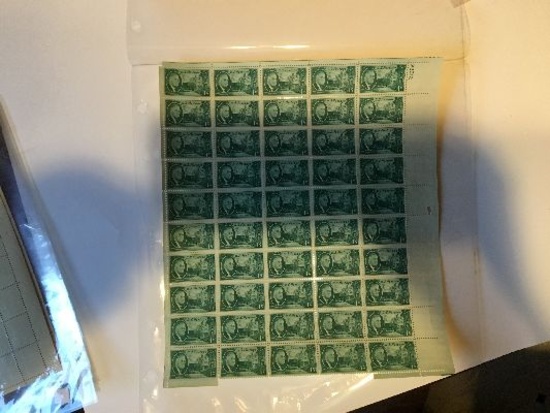 Uncut Sheet Franklin Roosevelt Stamps 1 Cent