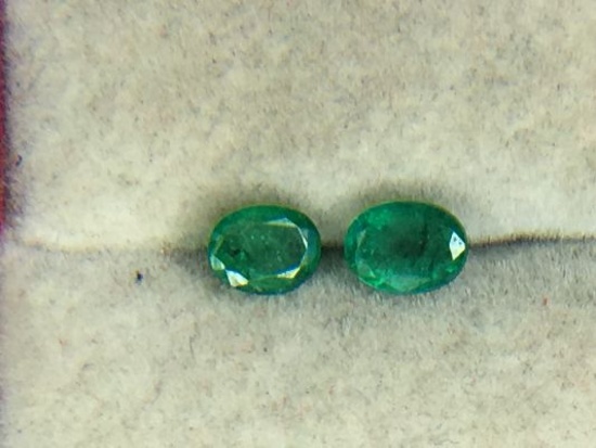 1.04 Carat Oval Emeralds Matched Pair