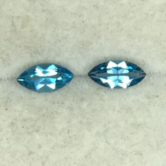 1.24 Carat Marquise Cut Swiss Blue Topaz Matched Pair