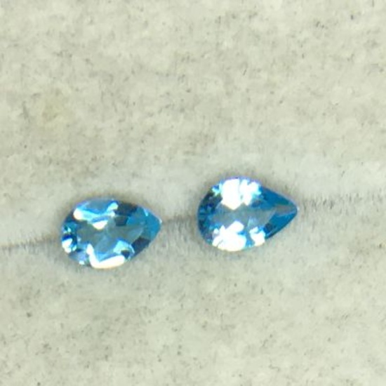 .89 Carat Pear Shaped Swiss Blue Topaz Matched Pair