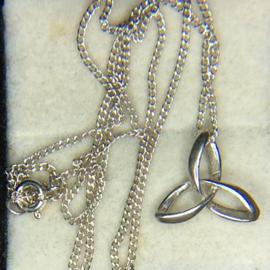 .925 Ladies Sterling Silver 18 Inch Chain And Pendant