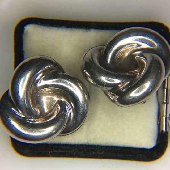 .925 Sterling Silver Ladies Large Clip On Earrings