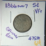 1866 Over 7 Shield Nickel