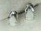 .925 Sterling Silver Ladies 1 Carat Pear Shaped Opal Earrings