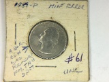 1989 Washington Quarter Mint Error Partial Blank