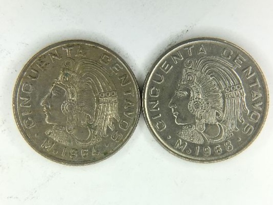 1964 & 1968 Mexico 50 Centavos