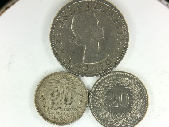 1962 2 Shilling, 1974 20 Rappen & 1941 Mexico 20 Centavos