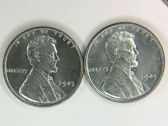 (2) 1943 P Steel Lincoln Cent