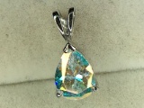 .925 Ladies Sterling Silver 2 Carat Pear Shaped Pendant