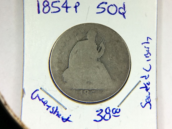 1854 Seated 1/2 Dollar