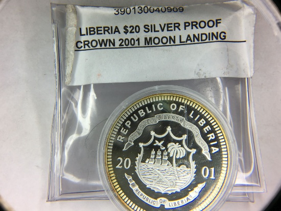 2001 $20.00 Republic Of Liberia, First Man On The Moon