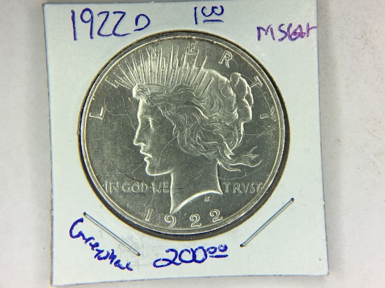 1922 D Peace Dollar