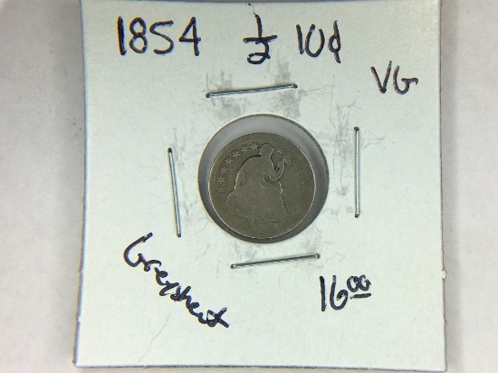 1854 Seated 1/2 Dime
