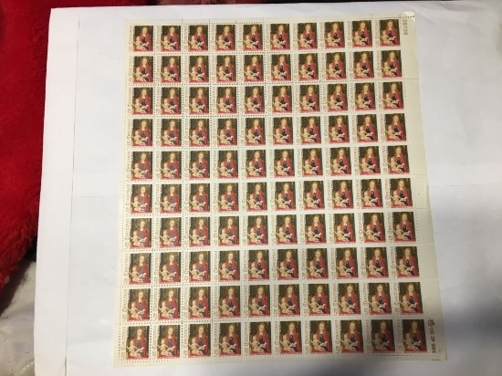 (100) 5 Cent Sheet Stamps Madonna And Child