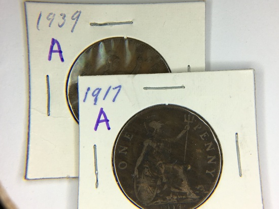 1917 & 1939 British One Penny