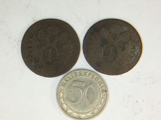 1809 2 Austrian 1 Kreuzer, 1938 50 Pfennigs