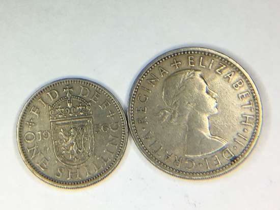 1959 2 Shilling & 1956 1 Shilling