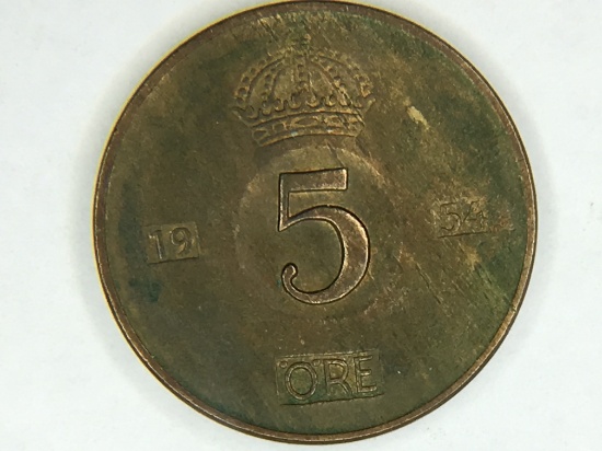 1954 5 Ore Gustaf VI Swedish King