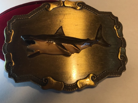 Large Belt Buckle With White Shark