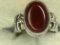 .925 Sterling Silver Ladies 2 Carat Carnellion Gemstone Ring