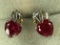 .925 Sterling Silver Ladies 2 1/2 Carat Ruby Earrings Chatam